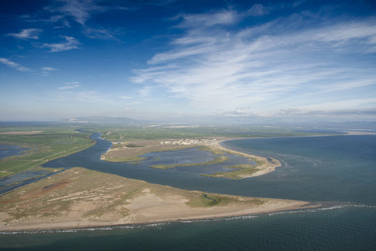 Desembocadura rio Ebro, vista aerea