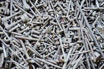 Old bolts, nuts, washers, screws