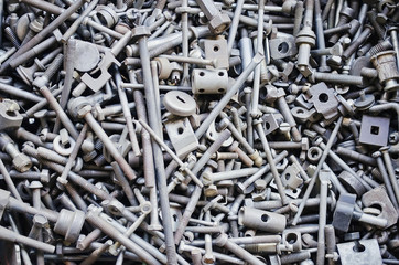 Old bolts, nuts, washers, screws