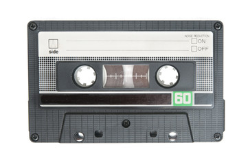 Grunge audio cassette on white