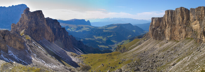 panorama landscape in Italy with dolomites mountains