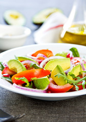 Avocado with Pomegranate and Rocket salad