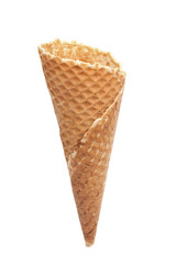 Empty Ice Cream Cone, waffle, Isolated on white