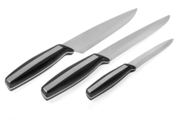 Set of steel kitchen knives