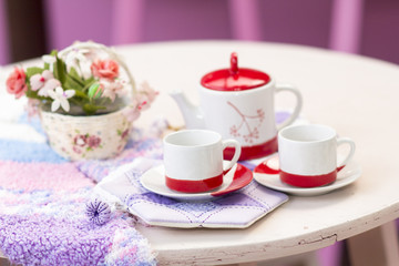 Obraz na płótnie Canvas tea cup with teapot