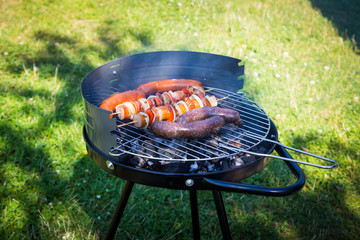 beef shish kabobs on the grill