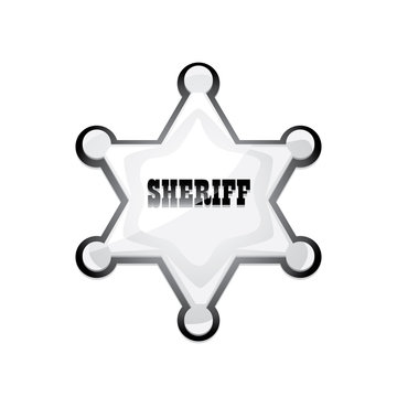 vector silver police star badge . six-pointed star