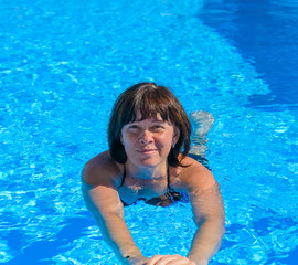 woman in the pool