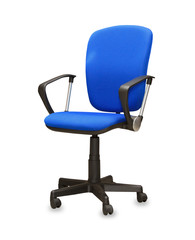 The blue office chair. Isolated