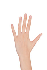 Beauty woman hand over white