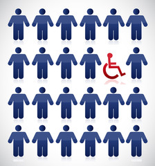 handicap in the middle of a set of people