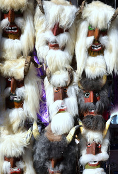 Mummers  Masks Of  Market In Romania 2013.