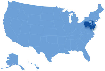 Map of States of the United States where Maryland is pulled out