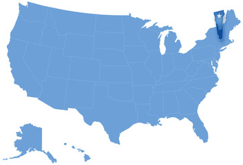 Fototapeta na wymiar Map of States of the United States where Vermont is pulled out