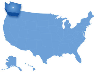 Map of  the United States where Washington is pulled out