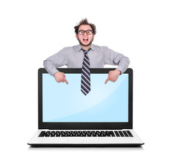 pointing to screen  laptop