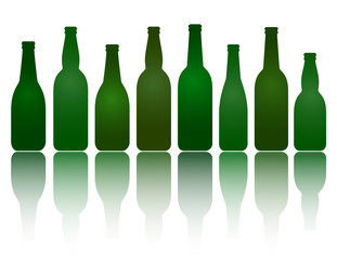 isolated green beer bottles