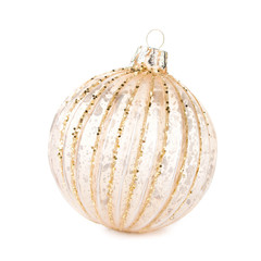Christmas Golden  ball isolated on white background, festive dec