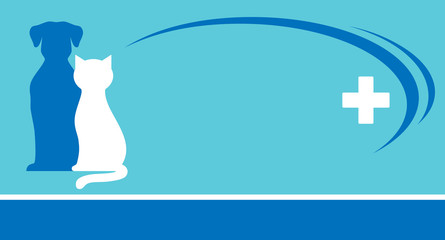 blue veterinarian background and pets silhouettes