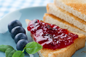 Toast with blueberry jam