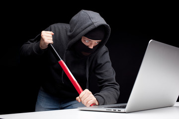 Computer hacker in a balaclava