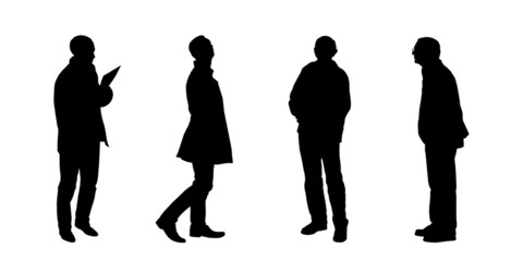 silhouettes of men looking on something set 1