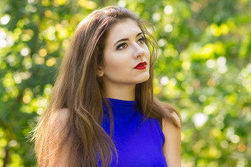 Naklejka premium Portrait of very beautiful young brunette woman