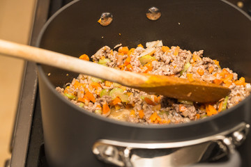 meat and vegetables for bolognese sauce