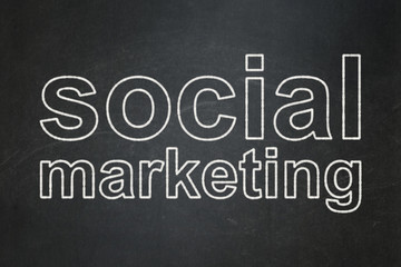 Advertising concept: Social Marketing on chalkboard background