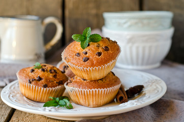 Muffins with chocolate drops