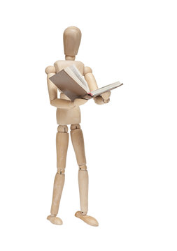 Wooden mannequin isolated on white