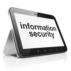 Protection concept: Information Security on tablet pc computer