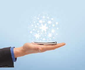 man hand with smartphone