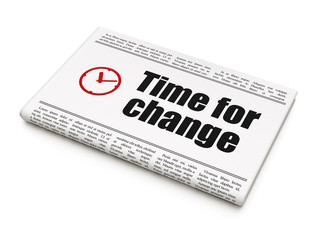 Timeline concept: newspaper with Time for Change and Clock