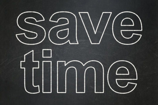 Timeline concept: Save Time on chalkboard background