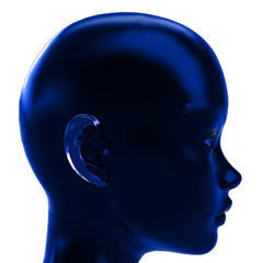 blue profile view on human head in calm blue emotions