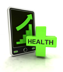 increasing graph stats of health care on smart phone display