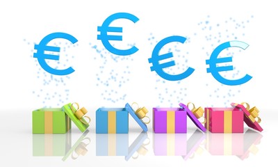 happy present boxes with Euro icon
