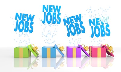 happy present boxes with new jobs icon