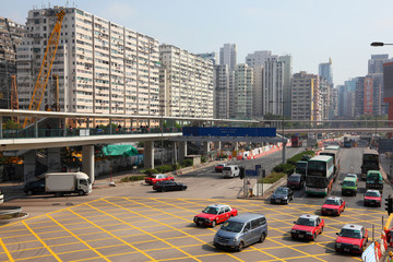 Crossroad in the city of Hong Kong, China