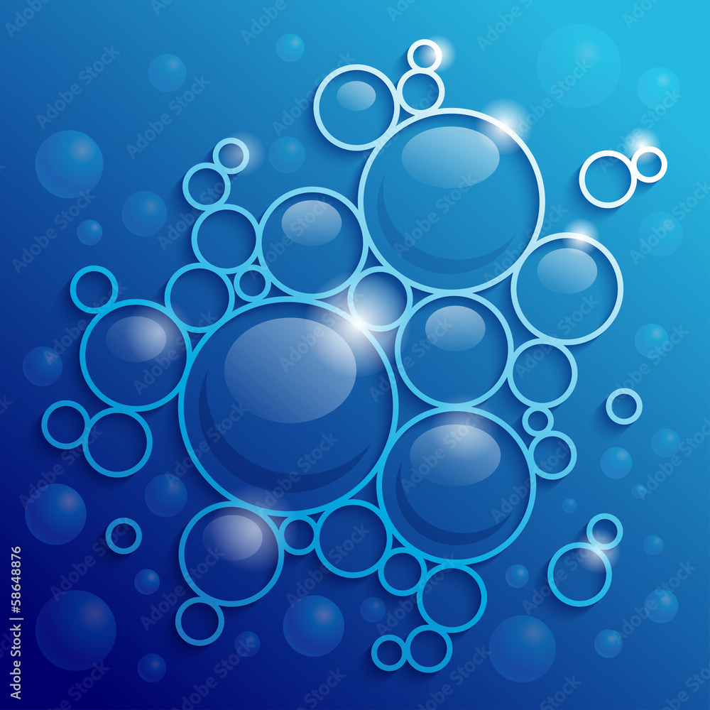 Poster abstract blue background with shining circles
