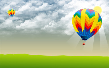Naklejka premium Hot air ballon - Stock Image