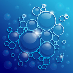 Abstract blue background with shining circles
