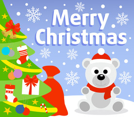 Christmas  background card with  polar bear