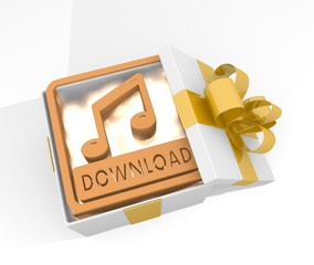 christmas gift box with music download icon