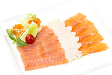 cutting of the fish on the table in a restaurant