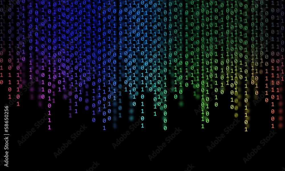 Wall mural abstract rainbow binary code