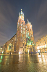 Fototapeta premium Poland, Krakow. Market Square at night.