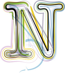 Organic Font illustration. Letter N