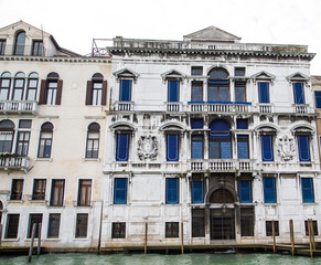 Fototapeta na wymiar Windows Covered with Blue in Venice